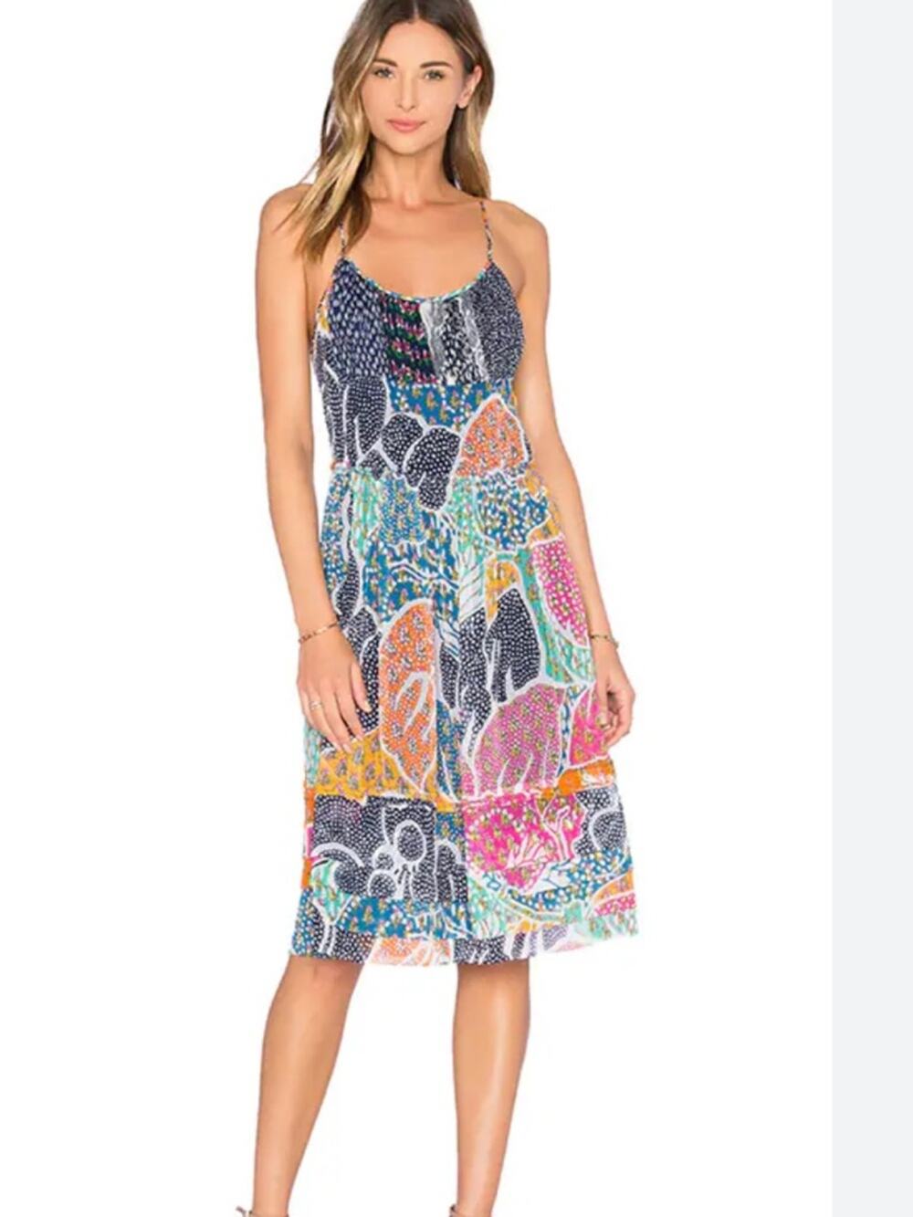 Diane von Furstenberg Franny Silk Dress Flower Power Dream Multi Patchwork Sz L